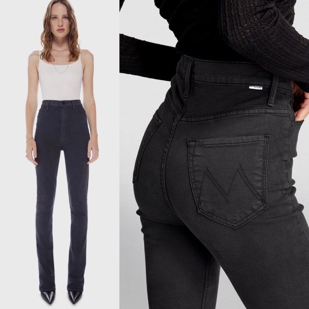 New Mother Tippy Top Runaway Heel Denim Jeans Play Date Faded Black 27